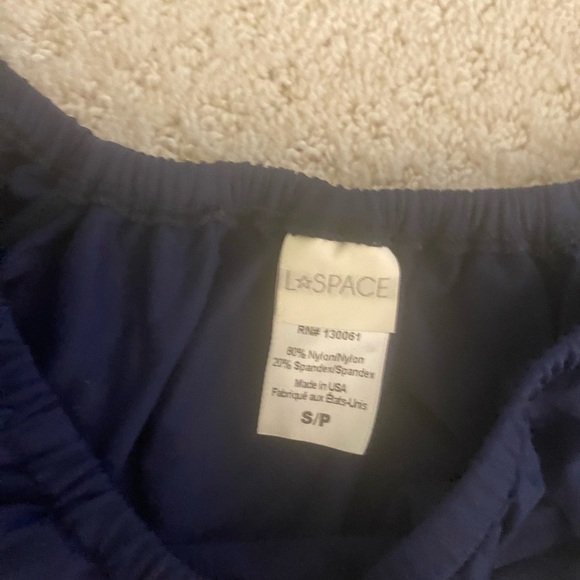 L*Space Hey Girl Navy Ruffle Bikini Top - Picture 3 of 3